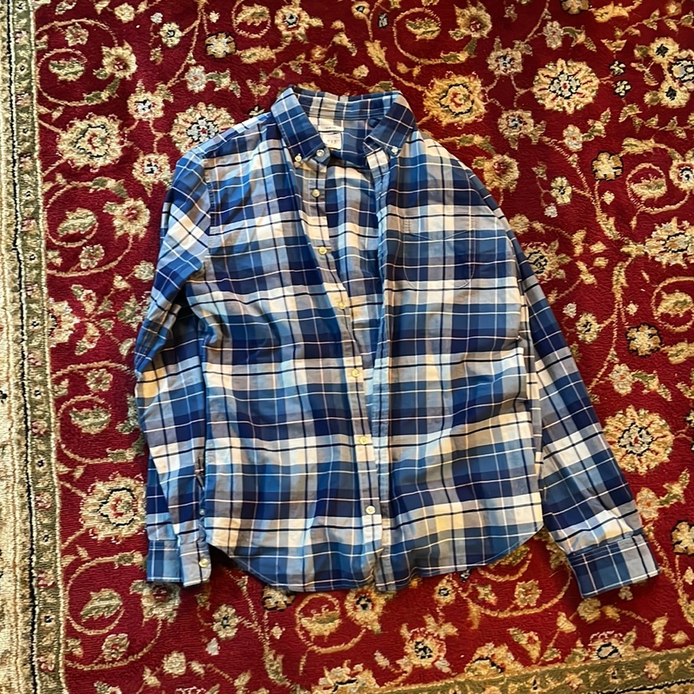 Mens Gap Slim Fit Blue Checkered button down Shirt